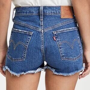 Levi’s 501 Shorts Cotton Denim Button Fly Frayed High Rise Medium 25